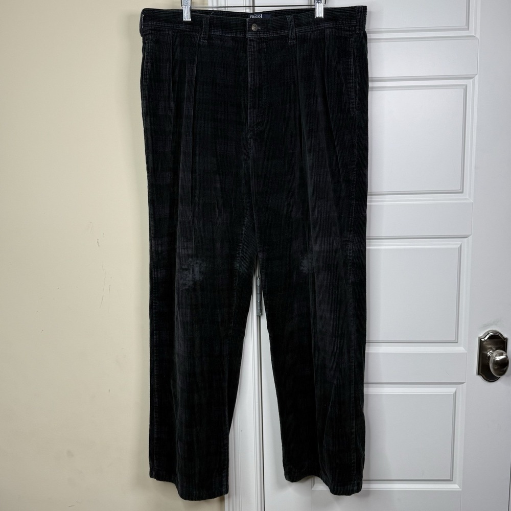 VTG Polo Ralph Lauren Corduroy Pants Mens 38/36 (37.5/30.5) Blackwatch Plaid USA